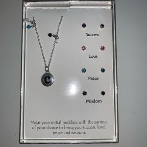 Custom “C” Initial Necklace and Earring Set